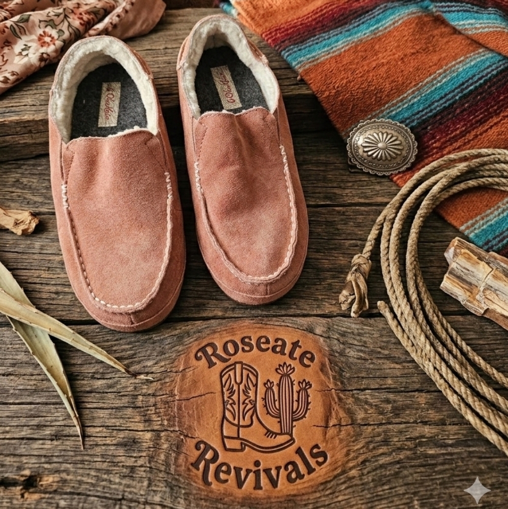 OluKai Nohea Slipper - Dusty Rose Suede & Genuine Shearling - Size 6 Ladies